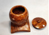 Handmade Wooden Pot on Stand / Russian Olive Burl Wood